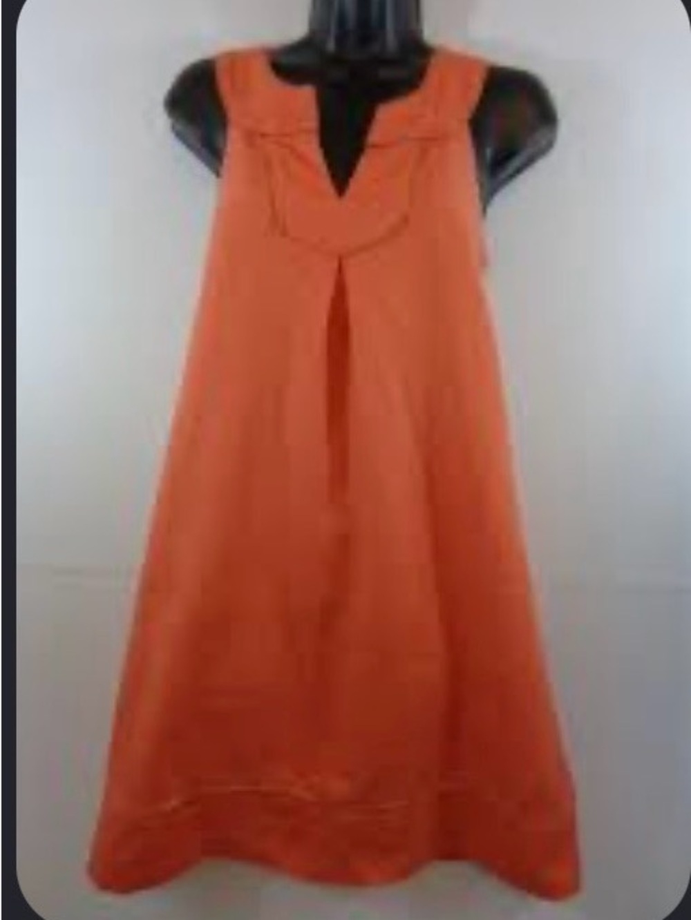 LOFT Orange Sleeveless Pleat-Front Shift Dress